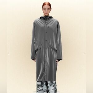 RAINS Metallic Grey Longer Jacket sz XL